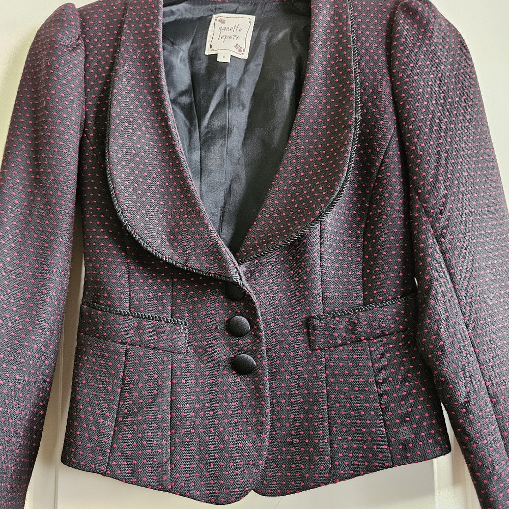 Vintage Nanette Lepore Black/Red Wool Jacket Size 0